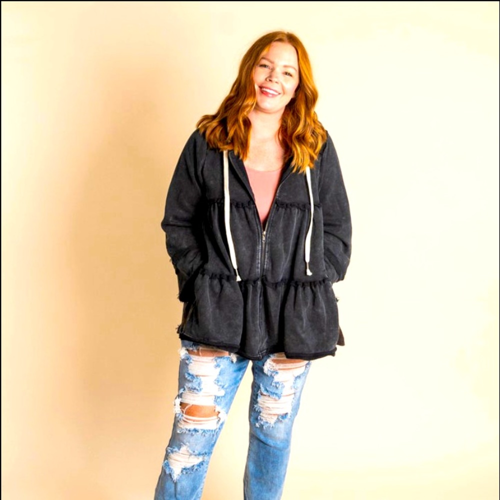 ❤️Tiered Ruffle French Terry Jacket❤️